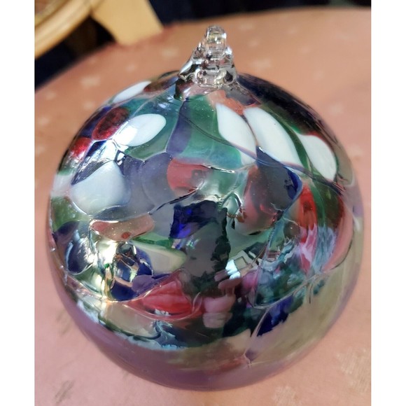 Zorza Polish Mouth Blown Artisan Glass Ornament Decorator Ball Multicolor - Picture 6 of 7